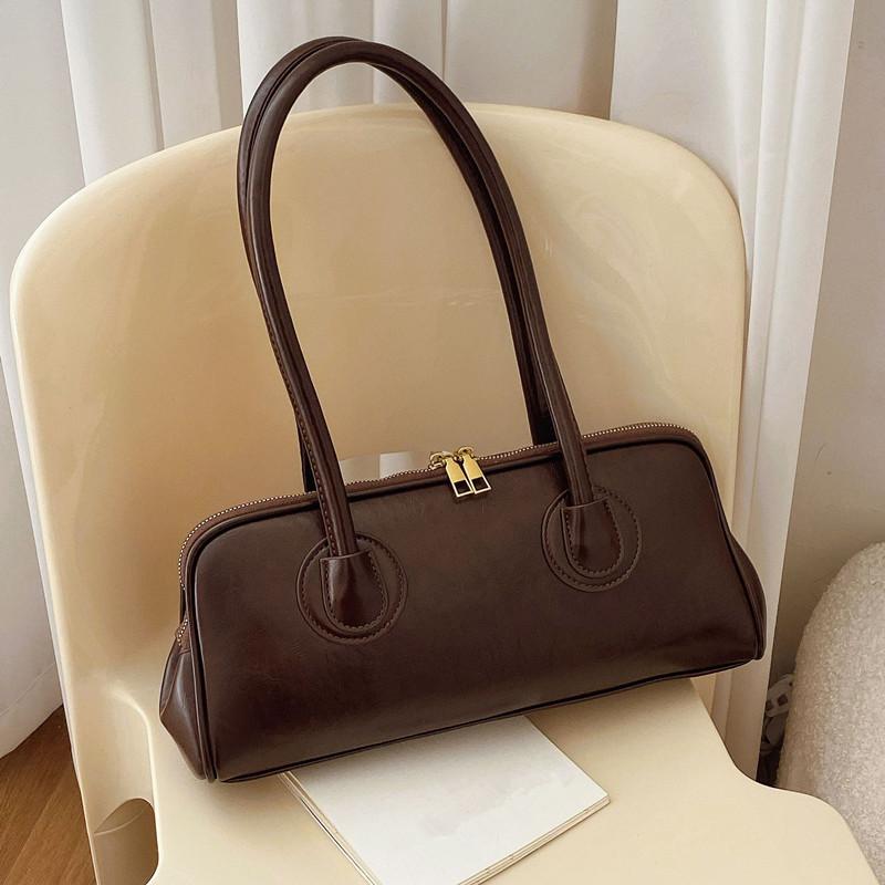 Classic Leather Handbag, Retro Simple Shoulder Underarm Bag, Elegant Stylish Baguette Tote Bag for Women Everyday Collocation