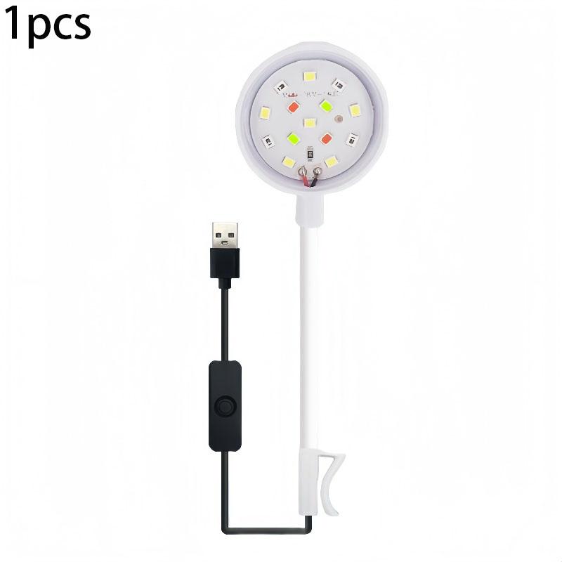 

Аквариумный светильник с адаптером, светодиодный светильник для аквариума с зажимом, небольшой полноспектральный USB-светильник с вращением на 360° белый