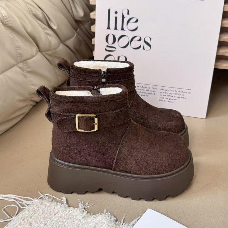 Winter thick-soled velvet thickened snow boots new Birkenstock bread shoes big cotton shoes short boots