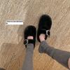 2025 New Leopard Print Buckle Fluffy Shoes for Outer Wear In Winter, One-pedal Thick-soled Velvet Warm Beanie Shoes, Cotton Shoes for Women