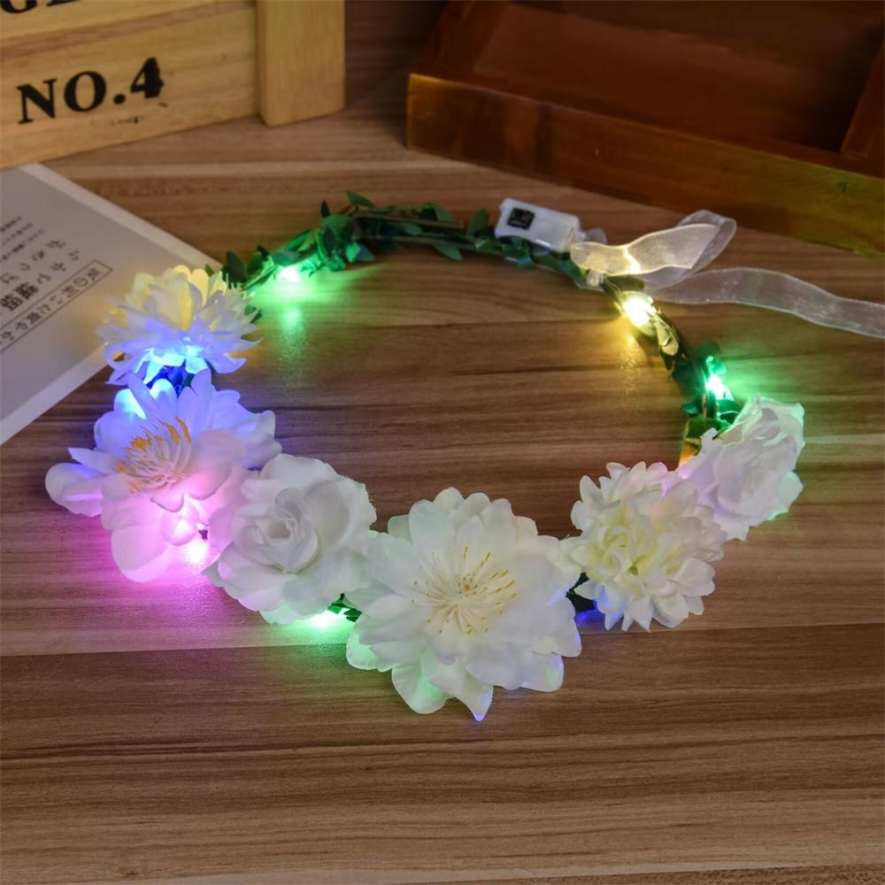 

Led Headband Multicolor Light Hairband Glow Hairband Floral Flower Headband For Festival Girls Party