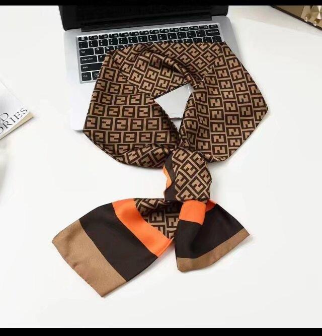 Fresh Polka Dot Print Silk Scarf Women'S Chiffon Satin Double Layer Neck Scarf Bag Handle Bow Tie Hair Band Fashion Accessory