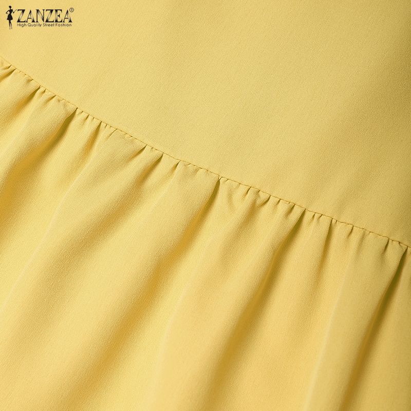 ZANZEA Women Casual Round Neck Loose Sleeveless Dress