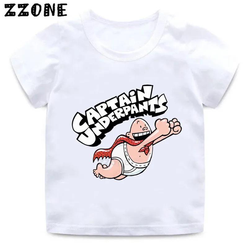 Boys and Girls Captain Underpants Cartoon Print T shirt Kids Funny Casual Clothes Baby Tops Children Summer Short Sleeve Tshirt