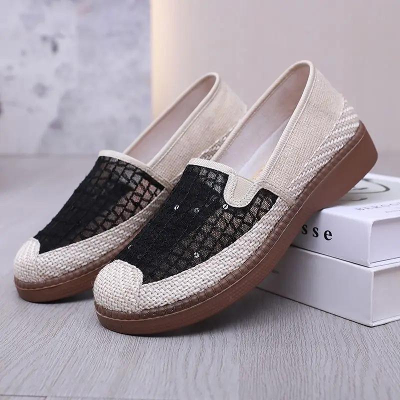 Comfortable and Elegant Slip On Hollow Shoes for Women Aesthetic Designer Luxury Fashion 2025 Casual Korean Woman Footwear Sale 35 4759₽