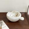 1Pc Creative Patterned Random Ink-Patterned Ceramic Bowl, Round Handle Salad Yogurt Bowl, Exquisite and Elegant Ink-Colored Ice Cream Bowla