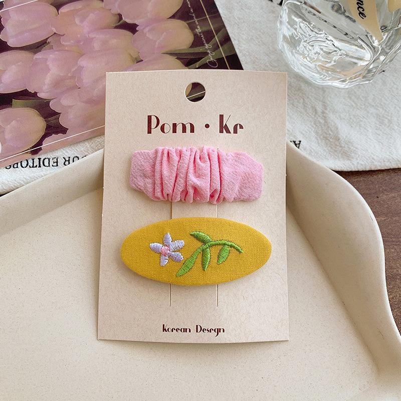 Cute Embroidered Flower Cloth Hairpins Women Girls Hair Clips Pins Barrettes Accessories Hairgrips Headdress Headwear Ornaments