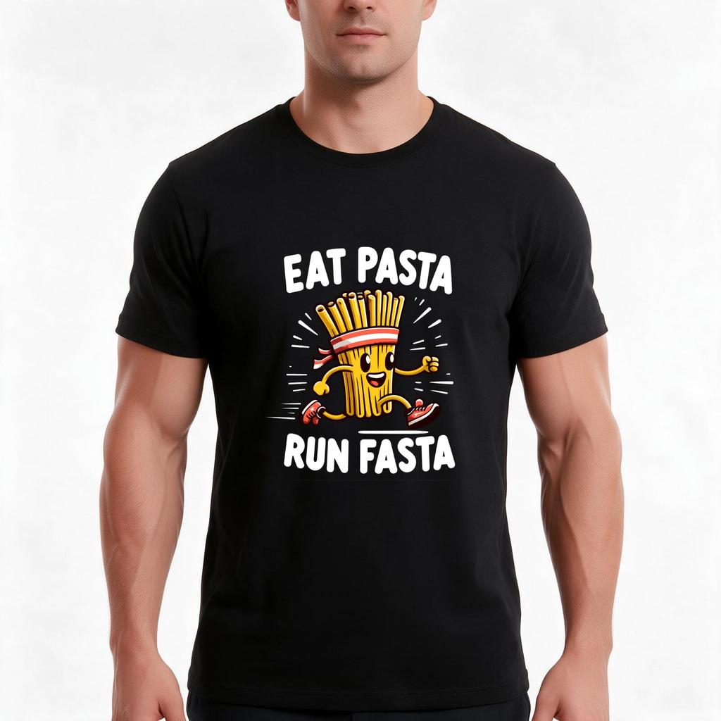 Eat Pasta Run Faster Tshirt Summer Casual Cotton Tee Oversized Streetwear Tops Vintage Graphic Print Loose Fit Short Sleeve
