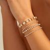 Sweet And Cool Multi-Portrait Imitation Pearl Bracelet Set, Personalized Cross Chain Jewelry For Women