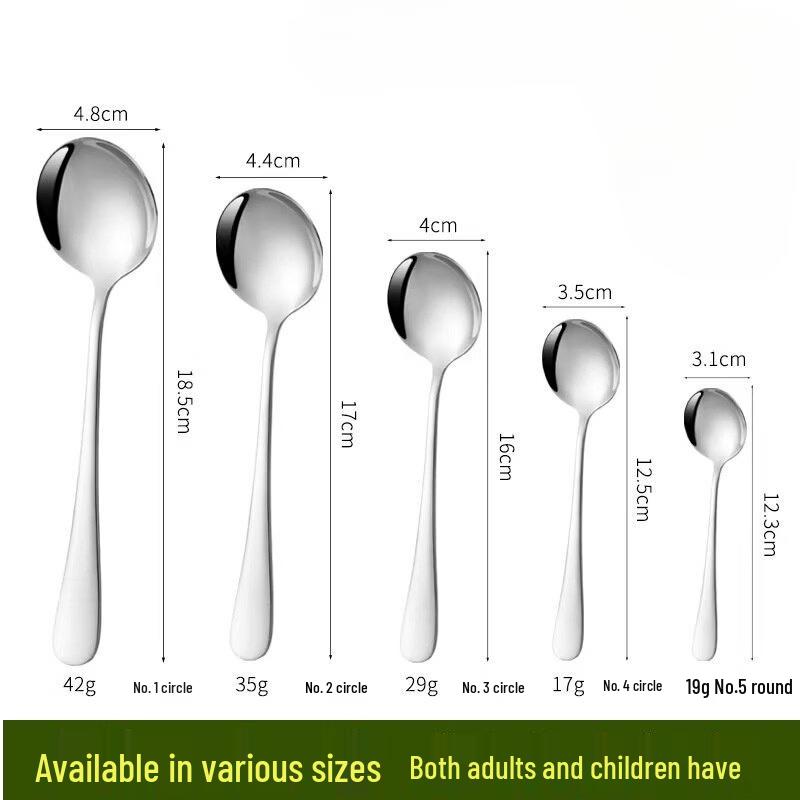 

Stainless Steel Long-Handle Round Soup Spoon Set