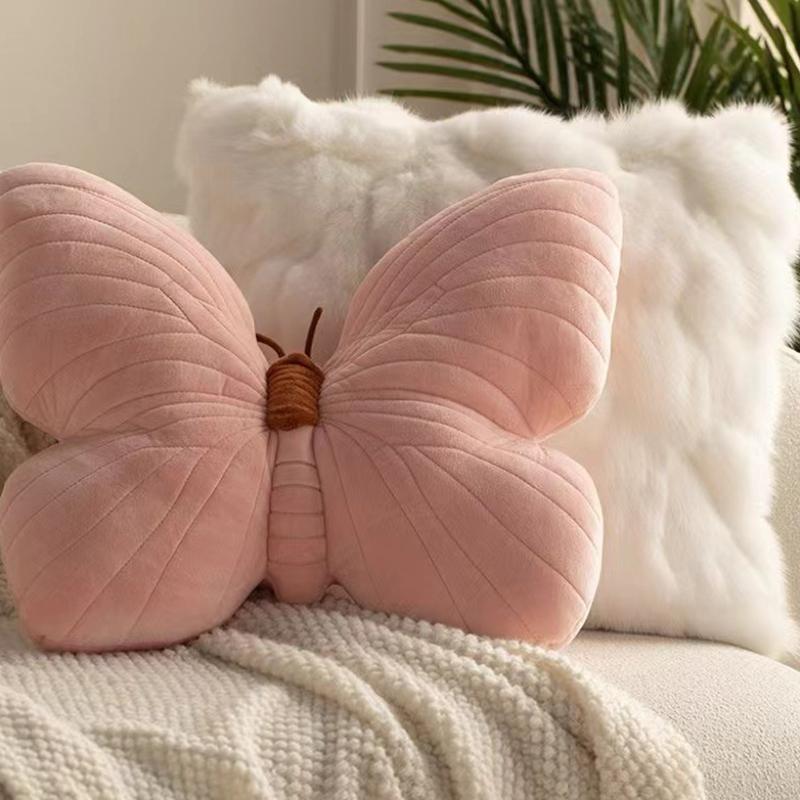 Cuscino a Farfalla Tappetino da Lancio Cuscino Corto in Peluche Giocattolo Carino Ragazza Rosa per Camera da Letto Divano Cuscino Tessile Cuscino per Divano Decorazione per la Casa Cuscino per Testiera del Letto