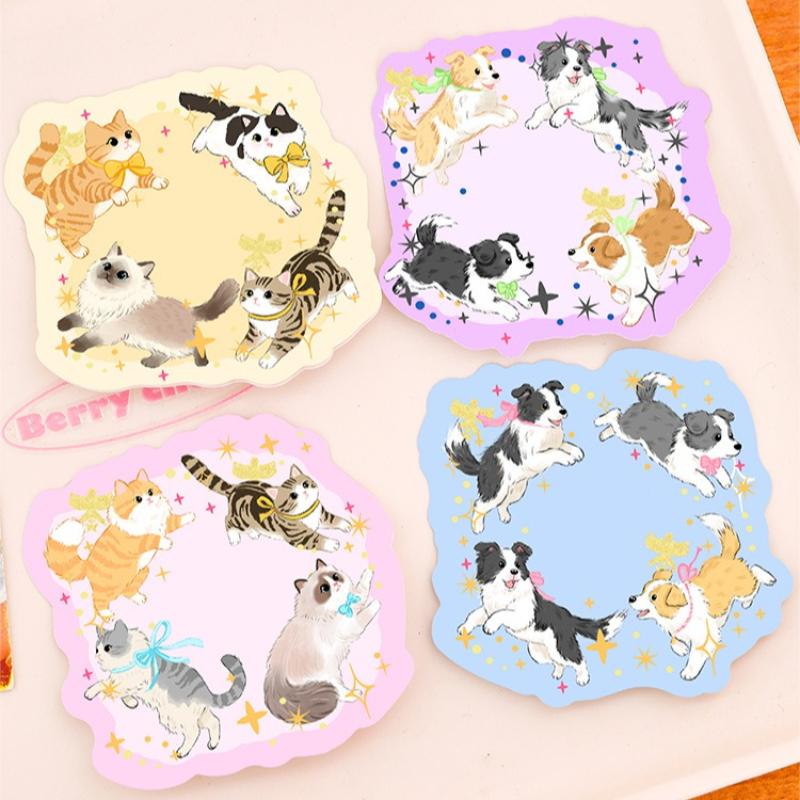 Gift Cartoon Cats and Dogs Animal Notes for Students Cute and Sticky Kawai Stationery Lovely Stickers Office School Supplies