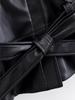 Trendy Women's Casual Black Short Leather Windbreaker - European & American Style