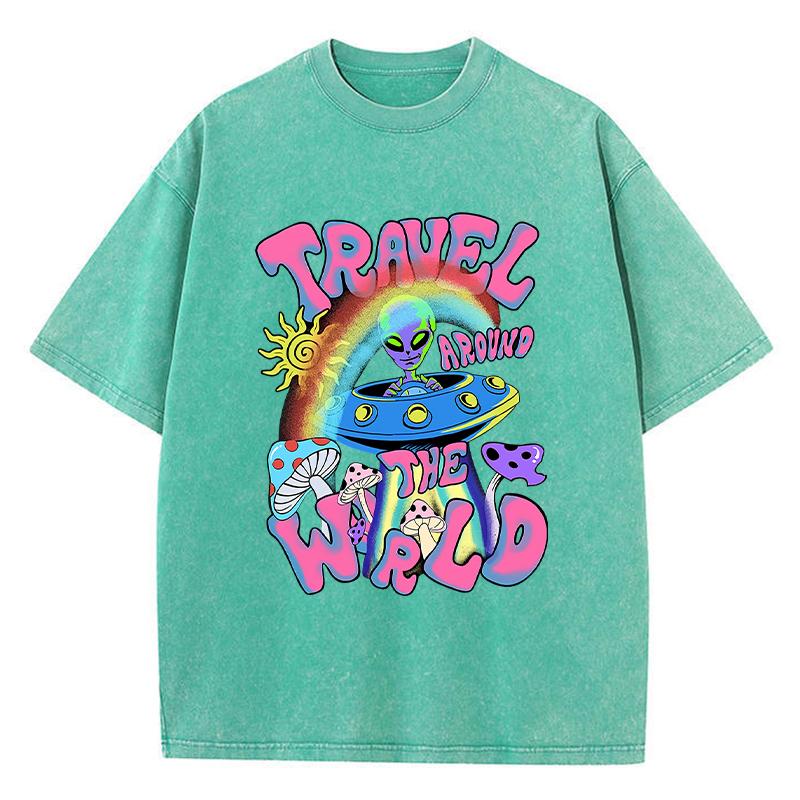 T-shirt da Donna con Stampa Ufo Alieno Viaggia per il Mondo T-shirt Morbide Street Traspirante Manica Corta Girocollo