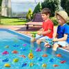 Magnetisches Angelspiel Poolspielzeug für Kinder 3-5, Wassertisch Badewanne Kinderparty-Spielzeug mit Angelrute Netz Plastik Schwimmende Fische