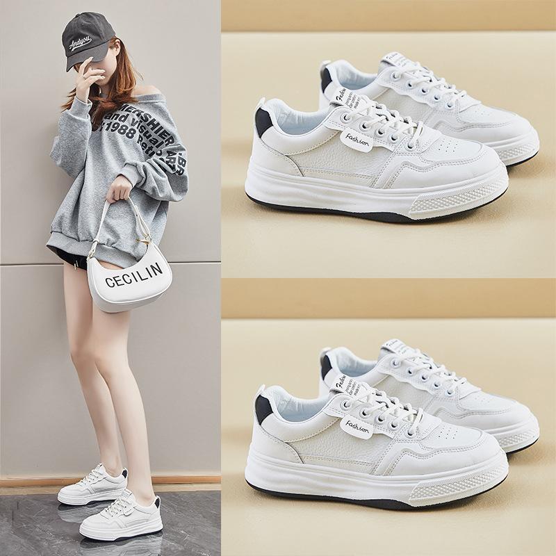 Spring White Shoes New Style of Female Students' Thick-soled High-rise Sports Shoes Casual Street Shot