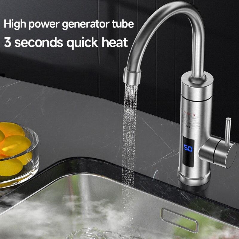 Anında Su Isıtıcısı Musluk Depozitosuz Isıtıcılar Mutfak Sıcak Su Musluğu Banyo Isıtma Elektrikli 220v Paslanmaz Çelik Gövde