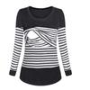 Womens Postpartum Nursing Top Striped Loose Long Sleeve T-Shirt Maternity Breastfeeding