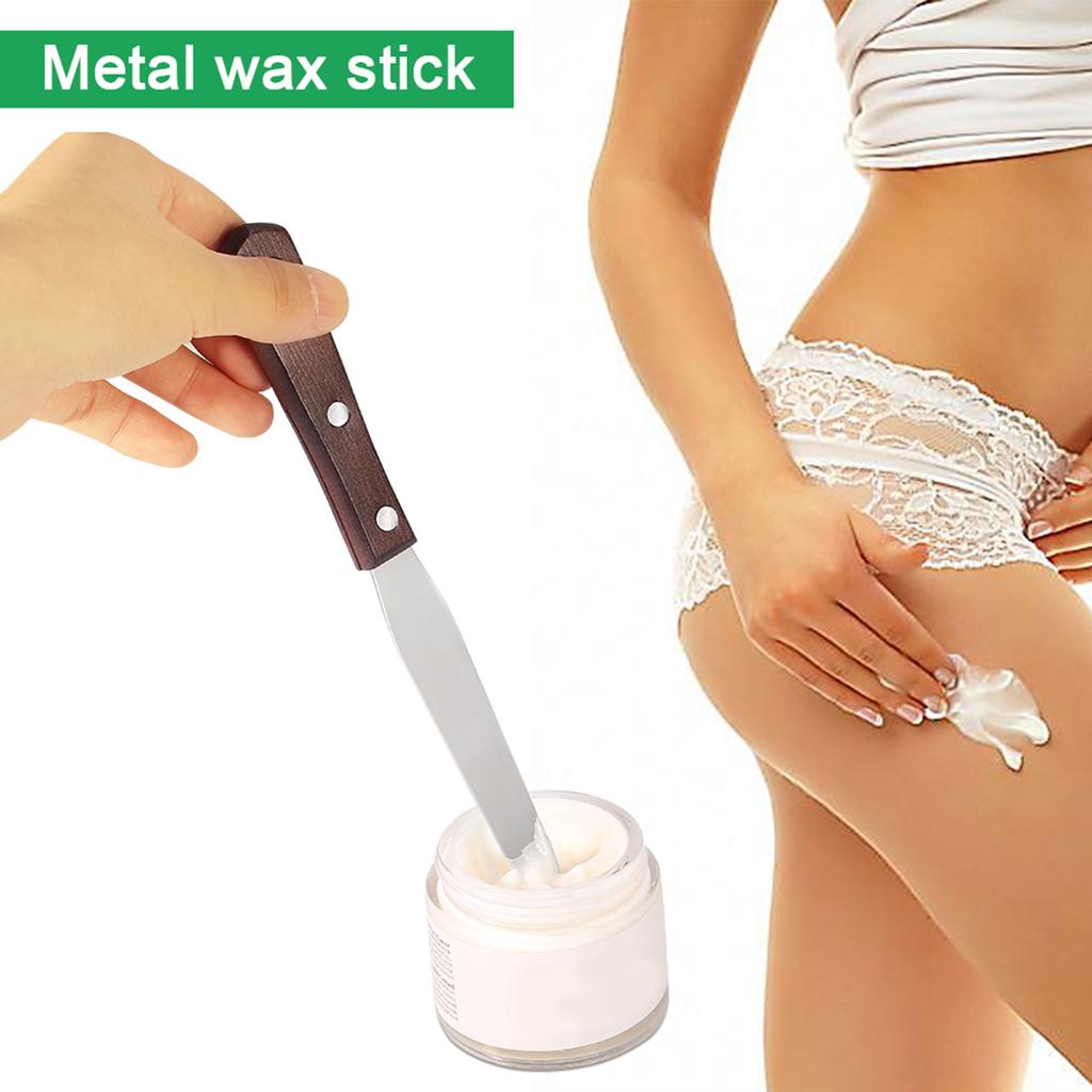 Waxing Spatula Metal Wax Mixing Knife Applicator Wood Handle Hair Removal Tool