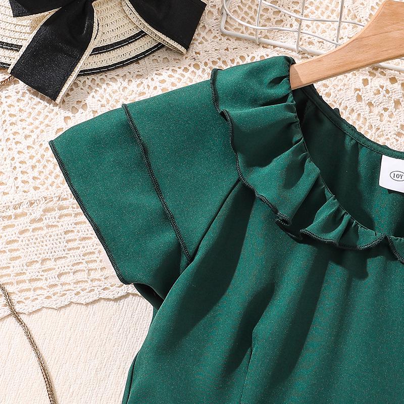 Sommer Retro Patchwork Ärmel Prinzessinnenkleid für Mädchen - Einfarbige