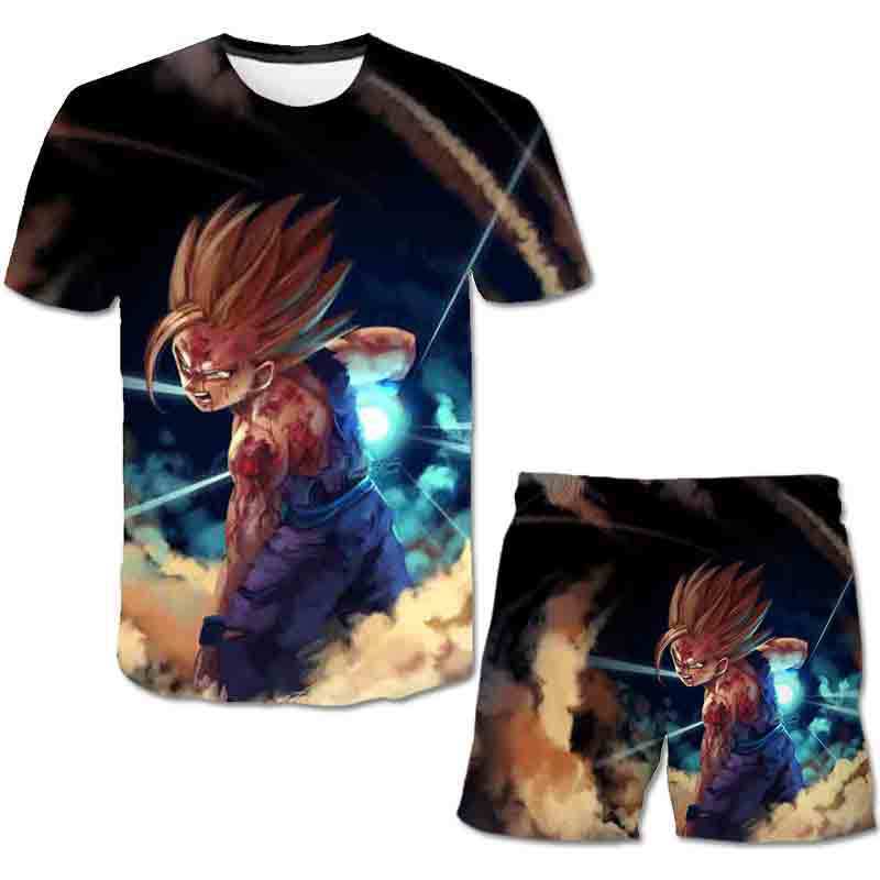 

Летний комплект с круглым вырезом и 3D-принтом серии Dragon Ball. Модный и повседневный комплект с шортами и коротким рукавом. Детские комплекты одежды для мальчиков. 170