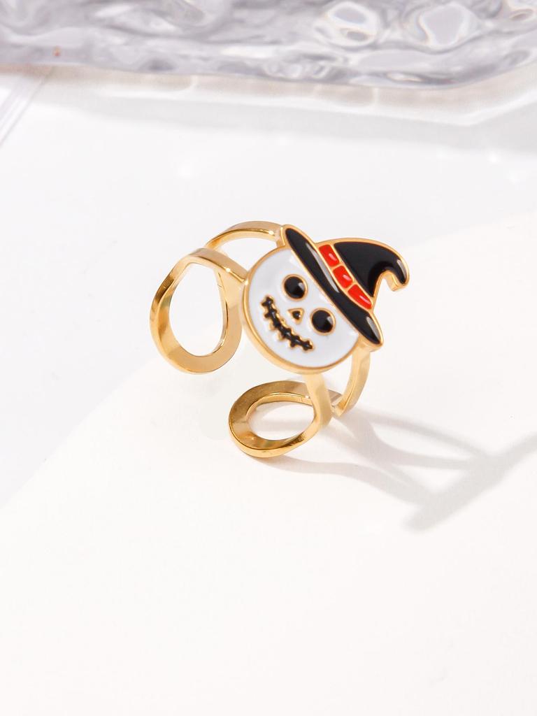 Trendy Open Monster Stainless Steel Ring: European & American Style for Halloween & Christmas