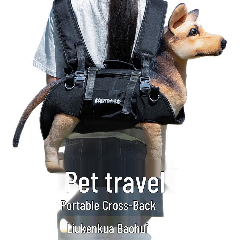 BABYDOBO Double Shoulder Crossbody Backpack for Medium & Small Dogs - Portable Cycling Pet Carrier