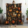 1 Stück Gemütliche Herbstfuchs & Herbstlaub bedruckte Decke - Plüschig Weich Warm Ganzjahres-Tagesdecke mit Dunklem Hintergrund