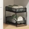 Stable Frame Pull Out Storage Rack Iron Under Sink Organizer Sliding Cabinet Basket  for Kitchen