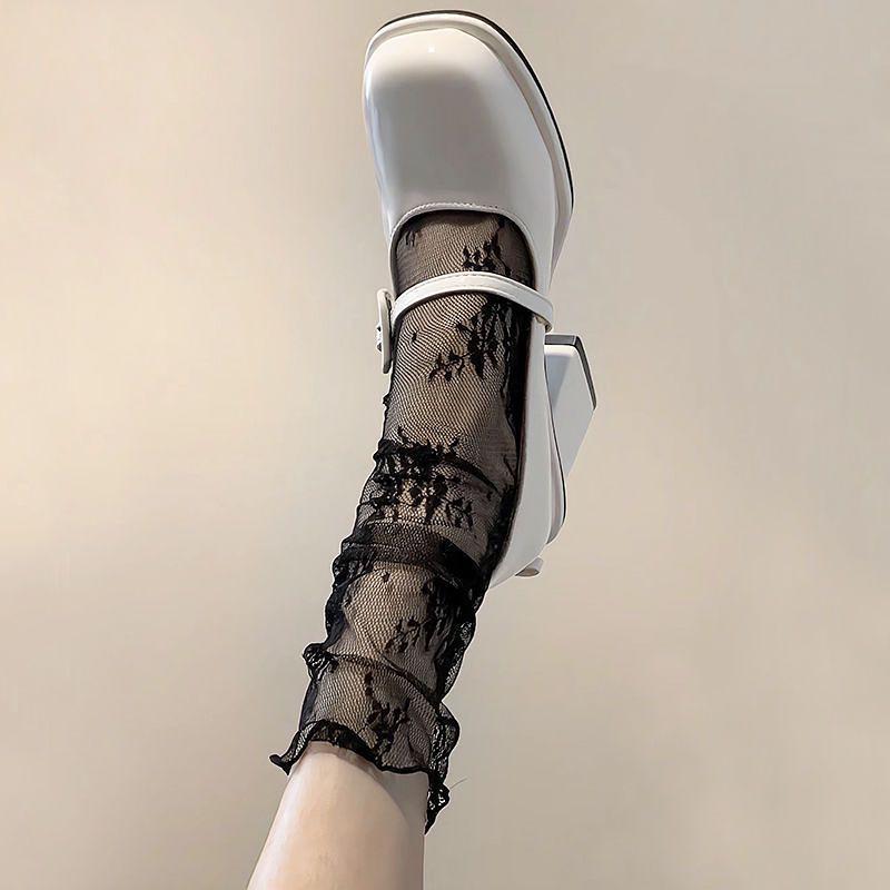 

Женские японские милые черные шелковые носки средней длины из сетки и кружева на лето – Дышащие, Тонкие, Гольфы в стиле JK One Size