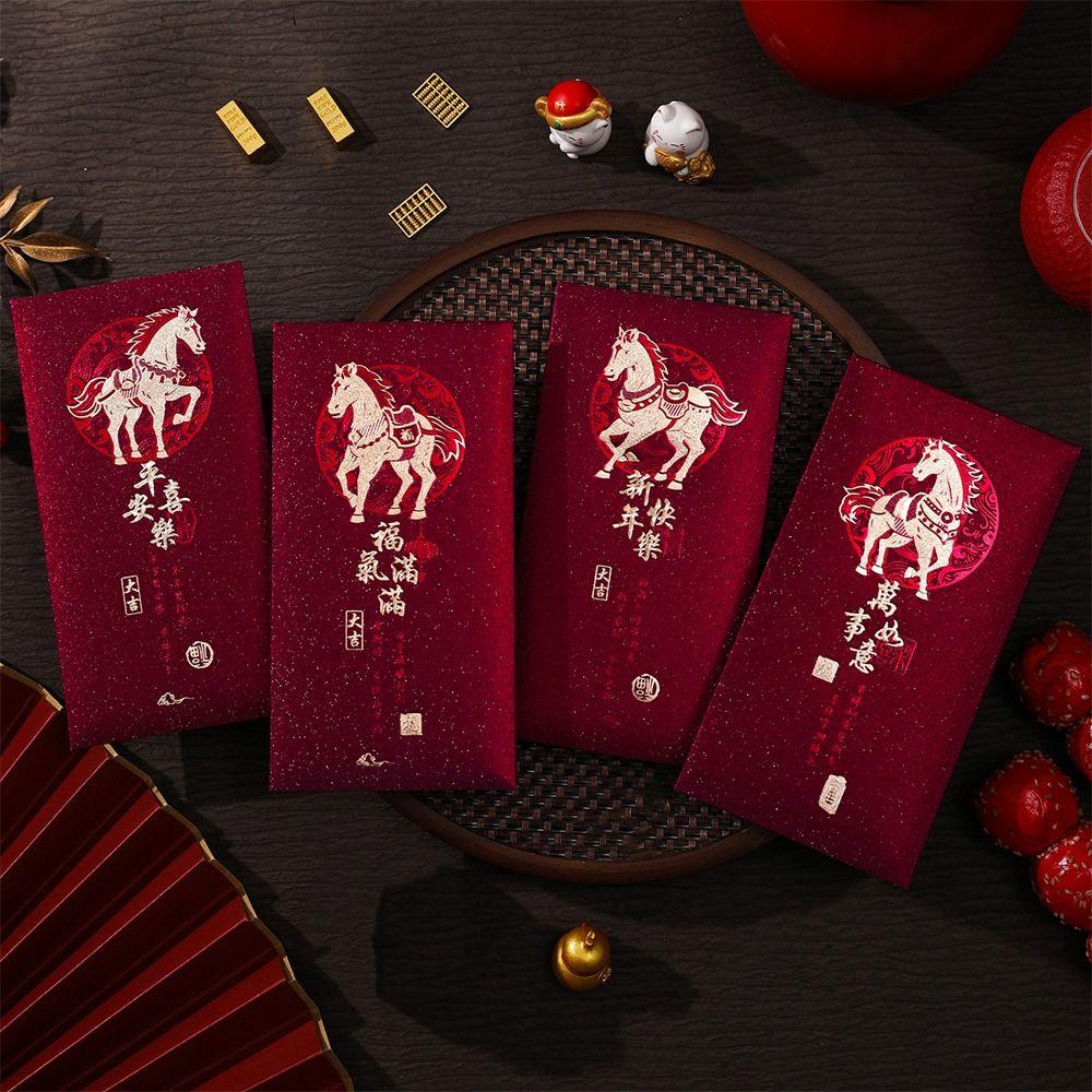 6pcs Thickened New Year Red Envelopes 2026 Year of Horse Red Packet Red Pocket  Wedding Gift