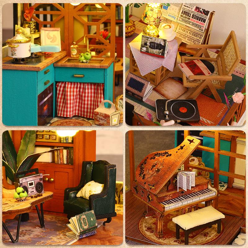 DIY Doll House Kit Mini 3D Puzzle Assembly Building Model Toys Home Bedroom Decoration With Furniture Wooden Crafts Dollhouse