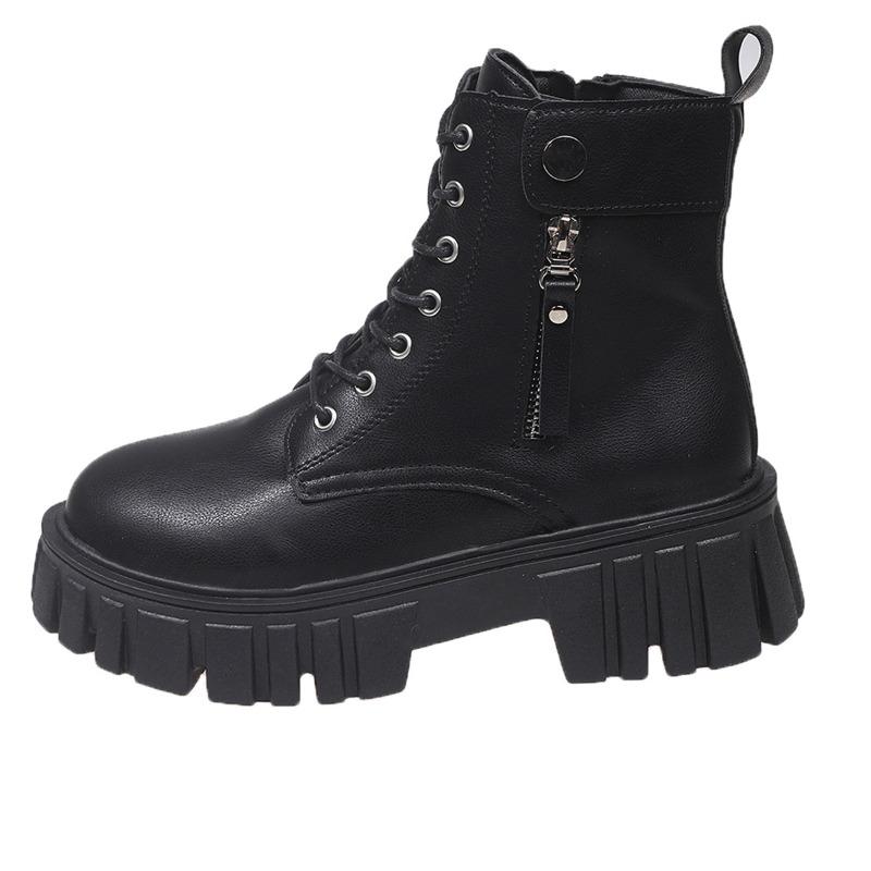 Winter New Black Short Boots, Children's Tide and Platform Martin Boots, Women's Short Handsome Locomotive Boots