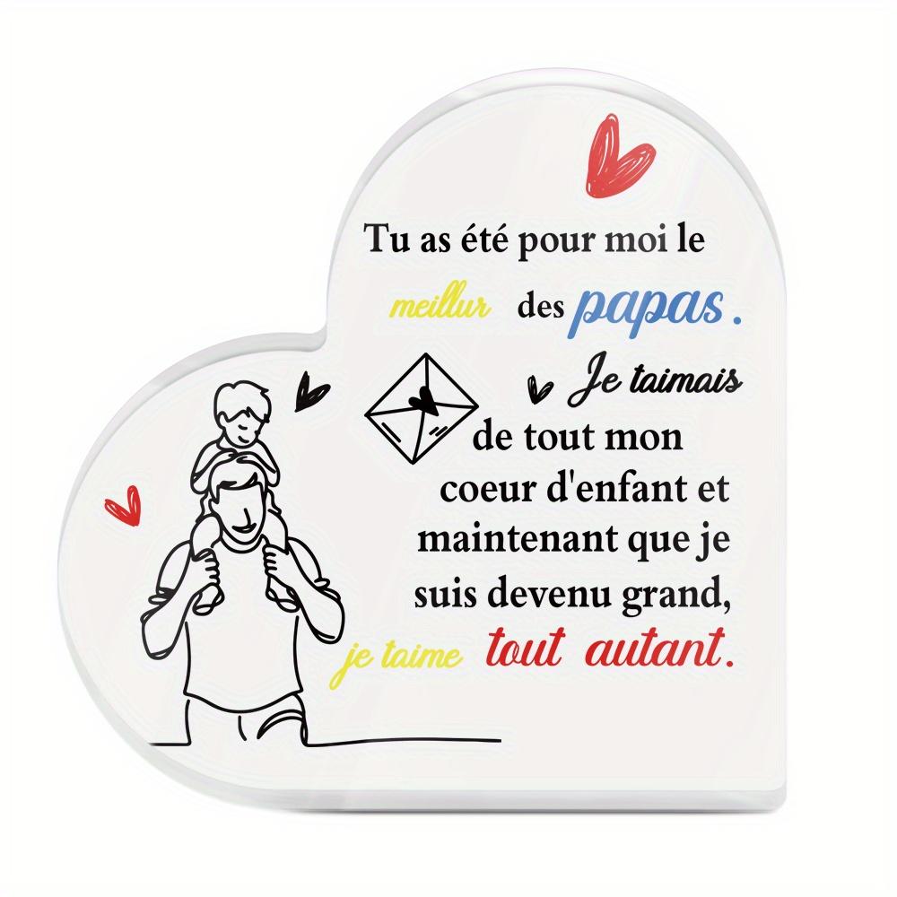 You Have Been The Best Dad for Me, 2D Flat Putuo Decor 1pc French Heart Shaped Acrylic Sign Table Decor, Desktop Decoration for Home Farmhouse Living 10*10cm