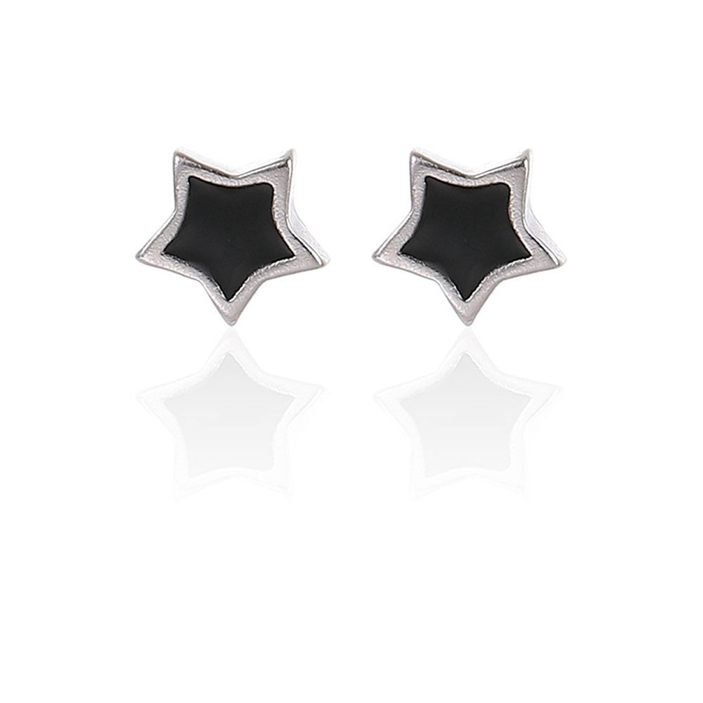 Cool Mini Black Handsome Korean Style Ear Stud Female Heart Earrings Dripping Oil Fashion Jewelry