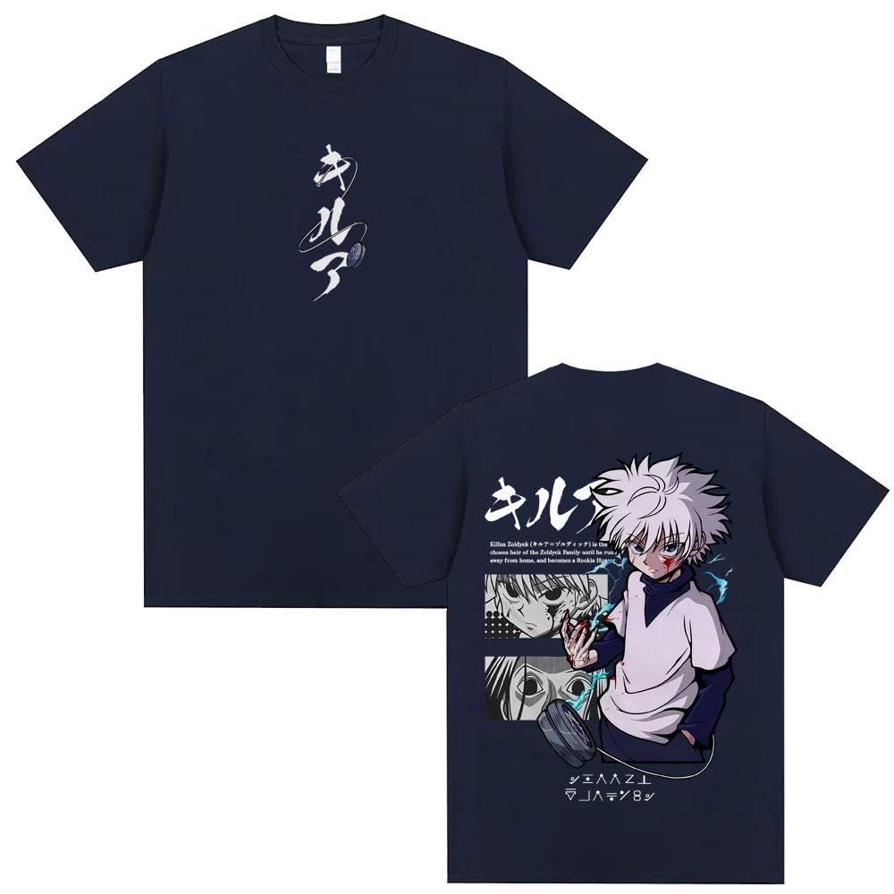 Anime Hunter X Hunter Tshirt Killua Zoldyck Graphic Tshirts Men Women Casual Vintage Cotton Tee Shirt Mens Oversized T Shirts