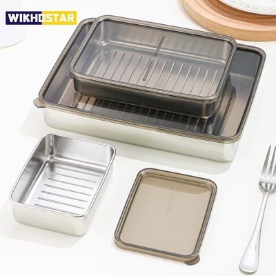 304 Stainless Steel Food Container Lunch Box Large Capacity Rectangular Box with Lid Seal Lunch Box Kitchen Cooking Accessories
