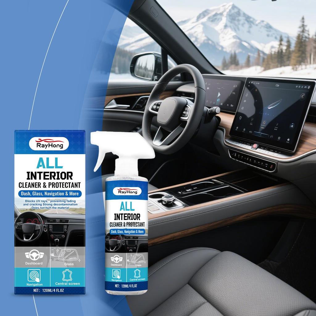 Rayhong Car Interior Cleaning and Care Spray Interior Surface Cleaner, Stain Remover, and Conditioner for Leather and Fabric 120ml