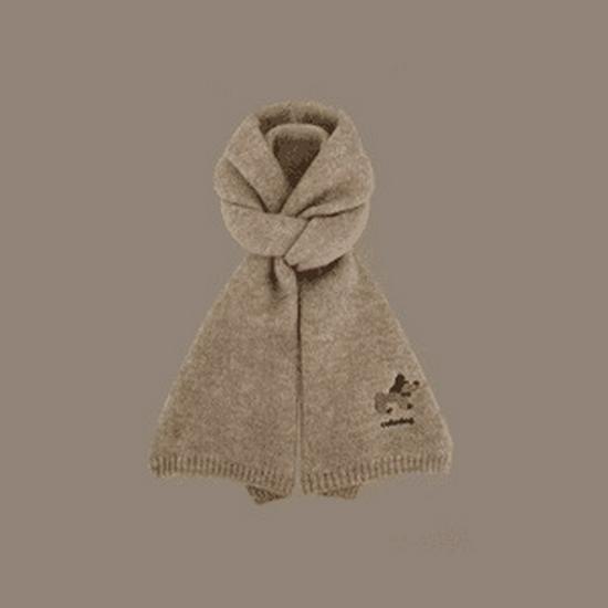Japanese-Style Women's Knitted Scarf - Puppy Embroidery, Korean College Style, Warm Winter Neck Warmer