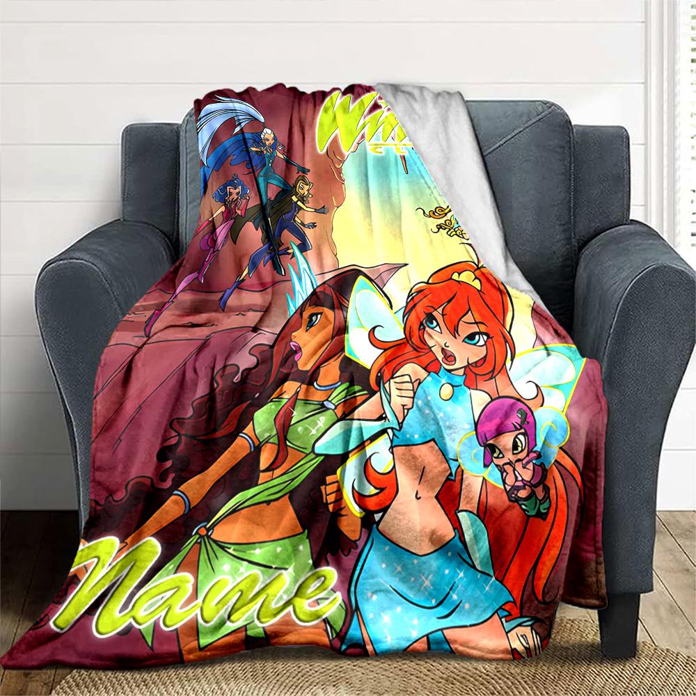 Customiz Name Personality Winx Club Blanket Soft &Warm Sofa Office Bed Travel Lunch Break Blanket, Gift Suitable All Seasons