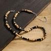 Brown and Black Small Beaded Chain Necklace Men Trendy Wood Beads Short Choker Necklace Collar on Neck 2023 Fashion Jewelry Male