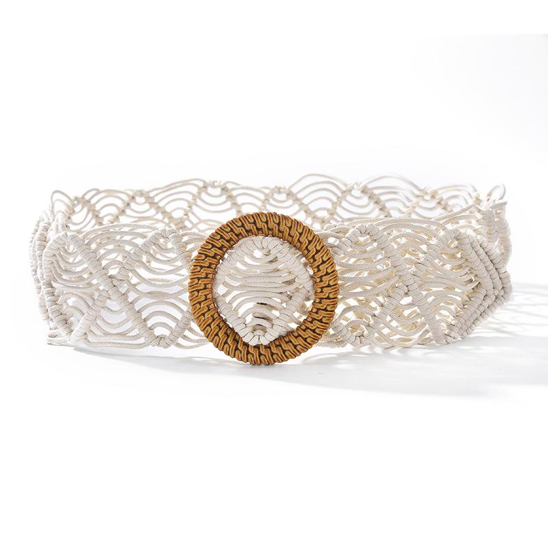Retro Wax Rope Woven Women'S Skirt Coat Belt Hand-Woven Ethnic Style Super Wide Waist Seal Decorative Belt