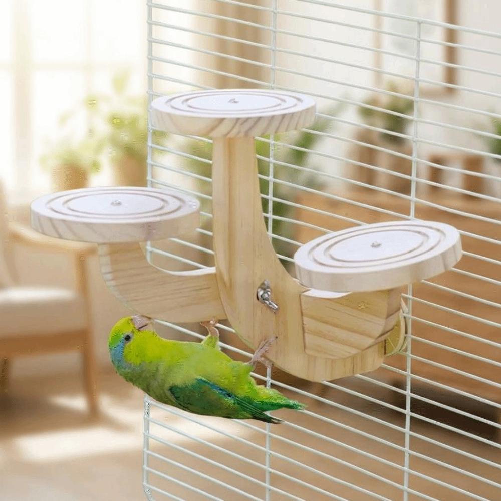 Parrots Ladder Wooden Bird Perch Stand Wear Resistant Parrot Perch Platform Small Pet
