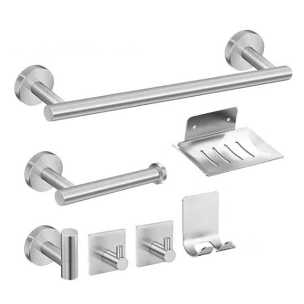 Bathroom Hardware Accessories Kit 7 Piece Towel Rack Tissue Holder Coat Hook Razor Hook Soap Tray Multifunction Hook Set