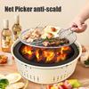 Tragbarer Holzkohlegrill, rauchfreier Grill, kleiner runder Tischgrill für den Außenbereich, antihaftbeschichtet, für Camping, Picknick, Garten