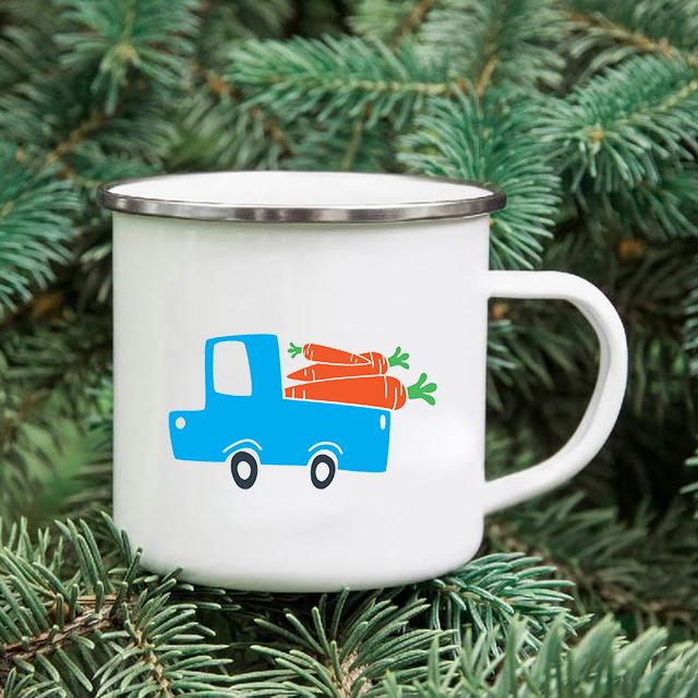 Rainbow Print Enamel Coffee Mugs Car Sibling Cup Outdoor Camping Tea Cups Tourist Tableware Picnic Utensils Creative Hiking Gift
