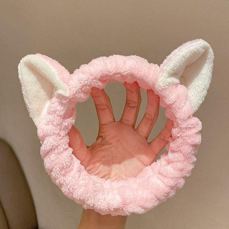 Cute Bow Antler Ears Coral Fleece Soft Warm Headband For Women Girl Washing Face Makeup Bath Head Wrap Hairband Hair Accessories