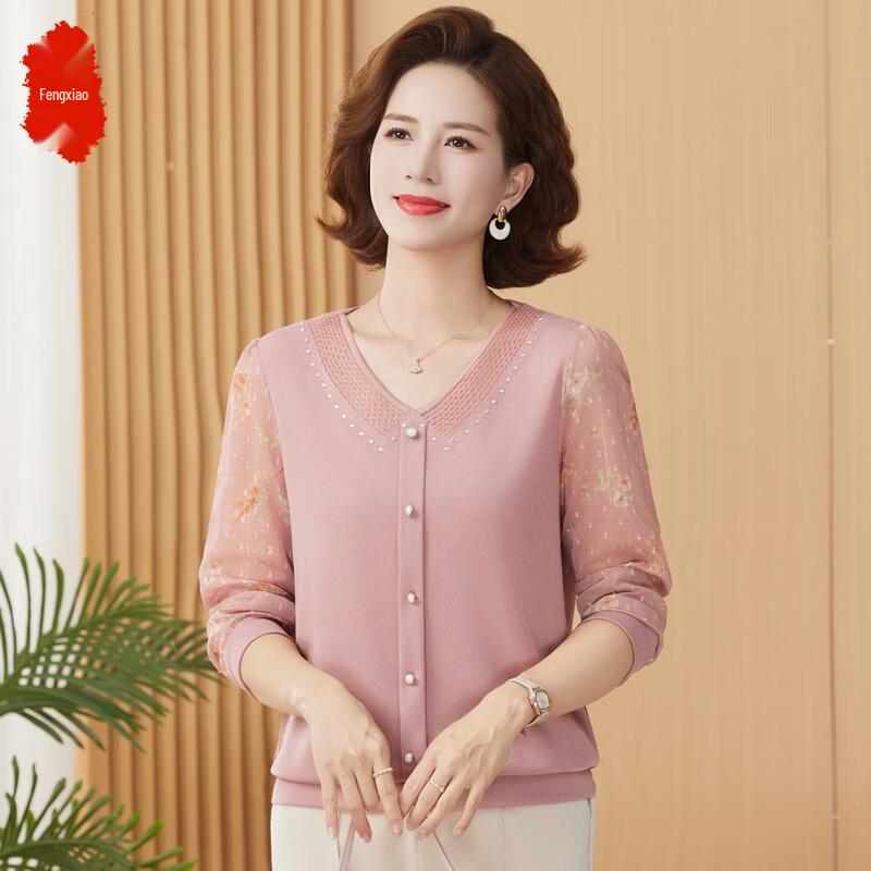 Women s V-neck Knit Patchwork Shirt 5XL