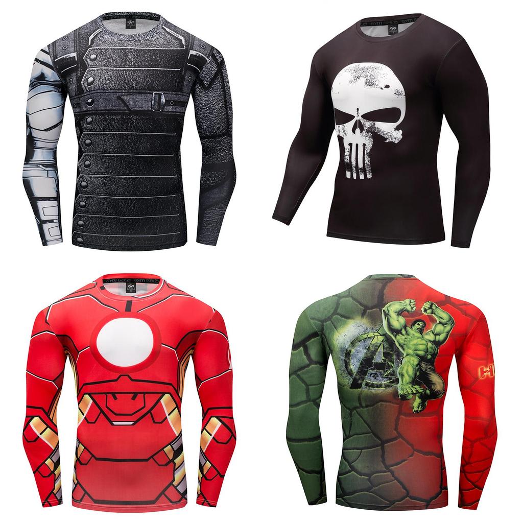 Stylish And Comfortable Men T-shirt Long Sleeve Super Hero Compression Sport 3d Fitness Cycling Shirt