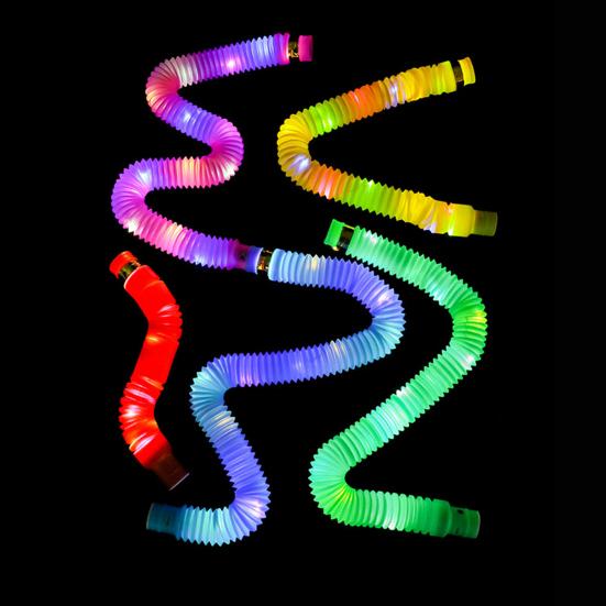 Fidget Pipe Toy Flexible DIY Stretchable Colorful Glowing Tube Relieve Boredom Adjustable LED Telescopic Tube
